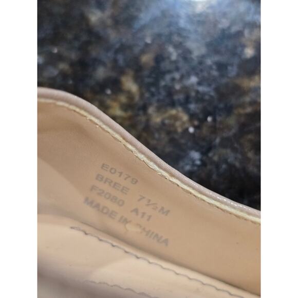 Calvin Klein Peep Toe Wedge Pumps Women's 7.5M Beige Patent Leather Comfort Heel - Picture 7 of 9